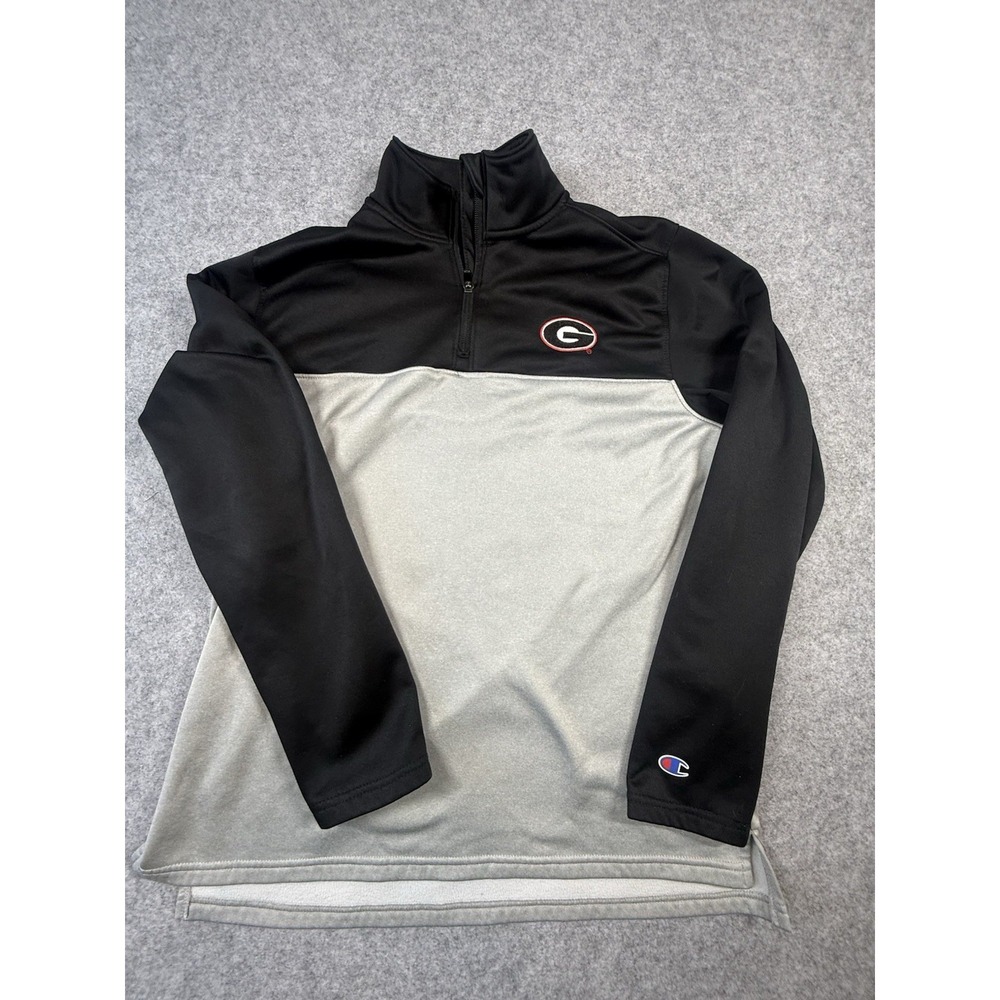 Champion Georgia Bulldogs UGA Mens M 1/4 Zip Pullover Black Gray NCAA Football